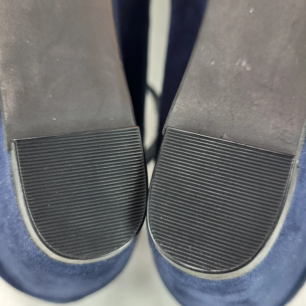 It's Ok Amal Blue SHOES Womens Size 11 Wedge Heels Strapped Ankle Zip Closed Toe